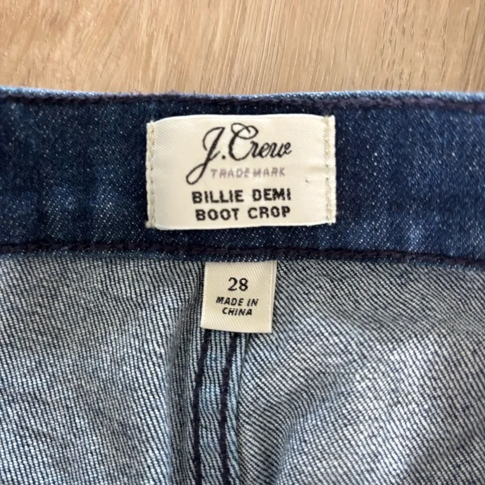 J.Crew Billie Demi Boot Crop Jeans 28 Dark Wash Sailor Button Old Money